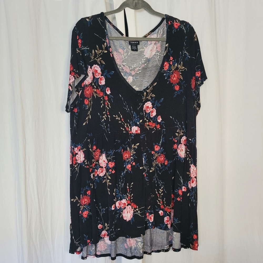 Torrid Floral Babydoll Blouse